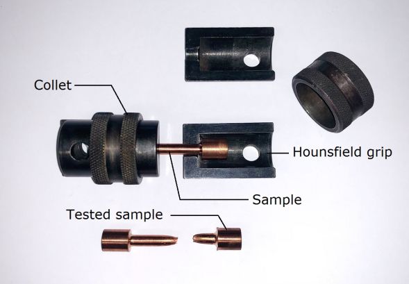 Tensile test sample set up